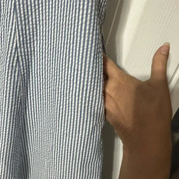 NWT Anne Klein Seersucker Sleeveless Shirt Dress - Picture 8 of 16